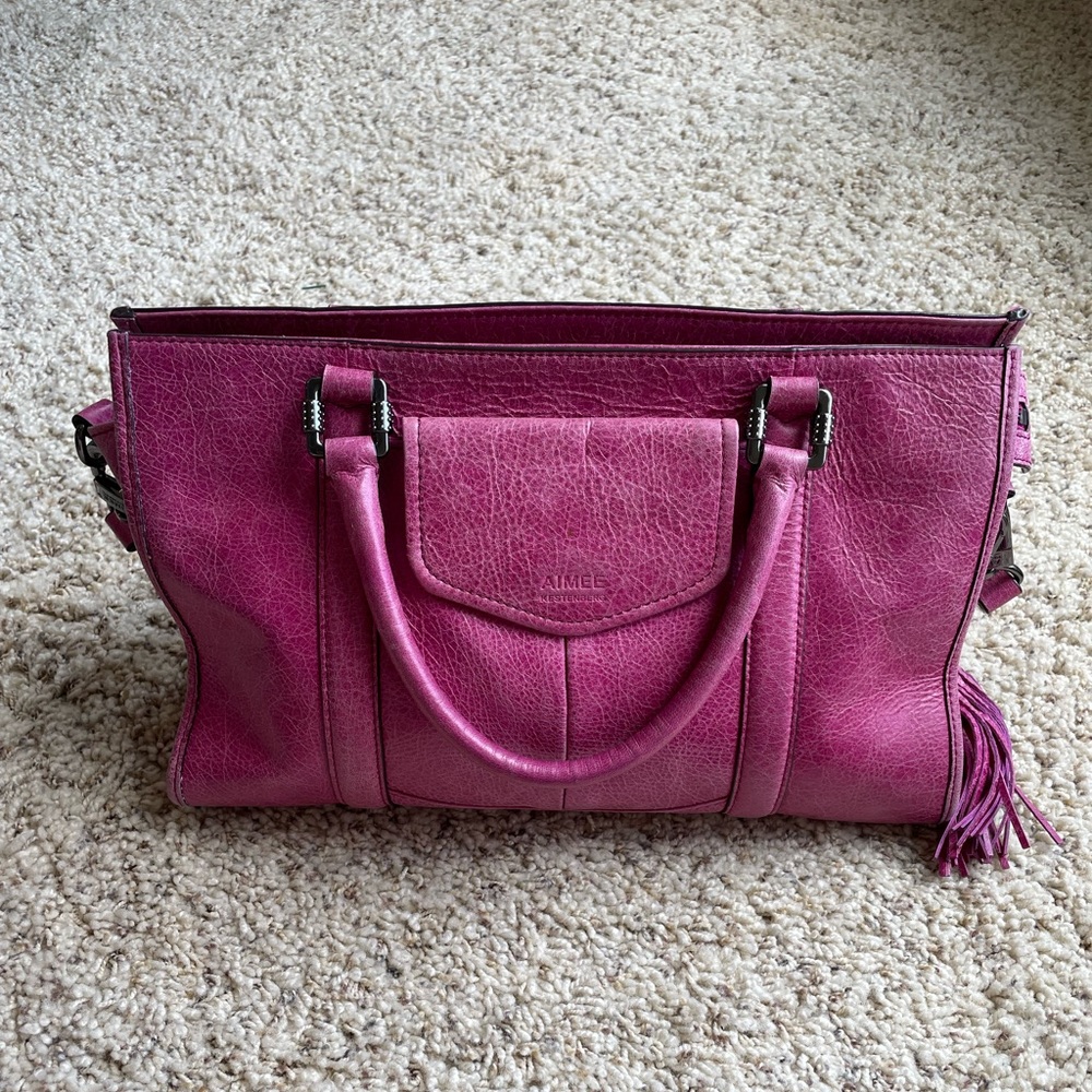 Magenta Leather Tote